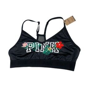 VICTORIA'S SECRET Ultimate Lightly Lined Sports Bra Size S Small Black Tropical